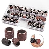 Wrightjp　回転工具用 ドラムサンダーセット サンドペーパースリーブ サンディングバンド ドラムマンドレル 研磨 ドラム研磨キット 104本セット