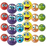Set of 24 Emoji Face Foam Soft Stress Novelty Toy Balls (2.5) - Assorted Colors [並行輸入品]