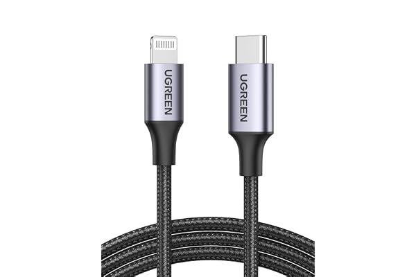 UGREEN USB-C Lightningケーブル【MFi正規認証取得 PD対応 1M】急速充電 | ライトニングケーブル 高耐久 ナイロン編みiPhone 14 /13/12/11/X/8 Plusなどに対応 ブラック-1M