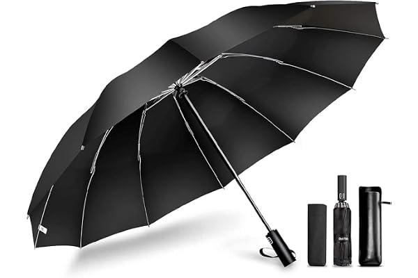(Extra Large Size, 12 Ribs) Folding Umbrella, One-touch Automatic Opening/Closing, Men's Umbrella, Large, Reverse Folding Umb