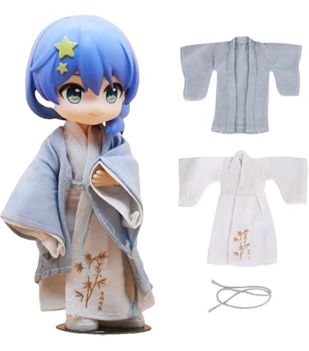 紺に銀雪と黒半々着物と黒袴のセット オビツ11 ねんどろいどどーる YMY対応② Y001-Y180 黒紋付×縞袴│ 紋付袴レンタル │ 京都着物レンタル夢館