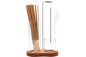 2 in 1 Incense Holder for Sticks, Incense Burner Holders with Glass Ash Catcher and Stick Storage, No Mess, Anti-Ash Design f