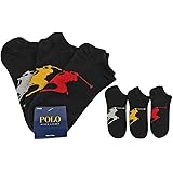 (ポロ ラルフローレン) POLO RALPH LAUREN/Big Polo Player No Show 3P Socks 3足セット ショートソックス (F, ブラック) [並行輸入品]
