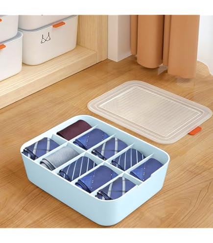 Amazon.co.jp: 下着収納ボックス 仕切り ふた付き 【2個】 10仕切り