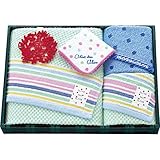 日繊商工 OLIVEdesOLIVE home ミニョン (バス・フェイス2枚・タオルチーフ・コースター) ブルー OD-3091