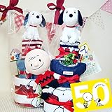 【レッドボーダ】（メリーズS）3段ケーキ ハンドメイドスタイ スヌーピーのぬいぐるみとタオルの おむつケーキ 出産祝い (ハンドメイドスタイ【インディゴブルー】, 10月の誕生石のサンキャッチャー)