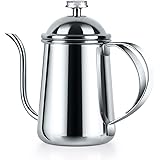 Love-KANKEI コーヒードリップポット ステンレス コーヒーポット 温度計付きドリップケトル 650ML 細口ポット シルバー