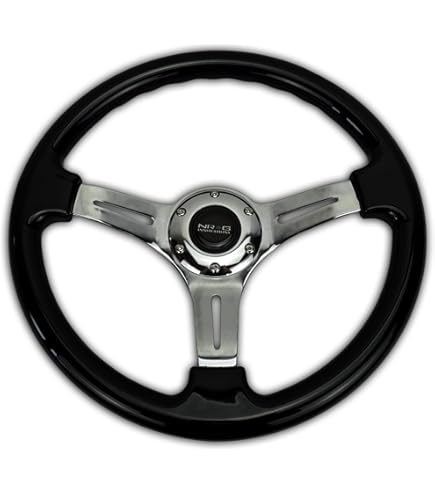 Amazon | 14インチ レザーステアリング ハンドル 4本スポーク スタンス