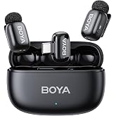 BOYA Mini 2 USB-C Wireless Lavalier Microphone for Andriod iPhone15/16/17, Ultra Mini Lapel Mics with Safety Track,Dual Chann