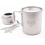 DaLaCa チタンマグカップ 450ml 直火OK シングル チタンマグ アルコールストーブ 五徳 付き スタッキングセット