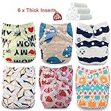 iZiv新生児6厚いおむつ付きオーガニック幼児防水/調整/再利用可能/洗えるポケット布おむつのフィット赤ちゃん0.5-3歳（カラー 7）