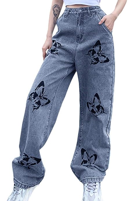 Women Fashion Butterfly Wide Leg High 