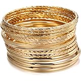 Bangle Bracelets for Women Multilayer Bohemian Bracelets for Women Girls Indian Bangles Set for 12 Womens Stackable Bracelets