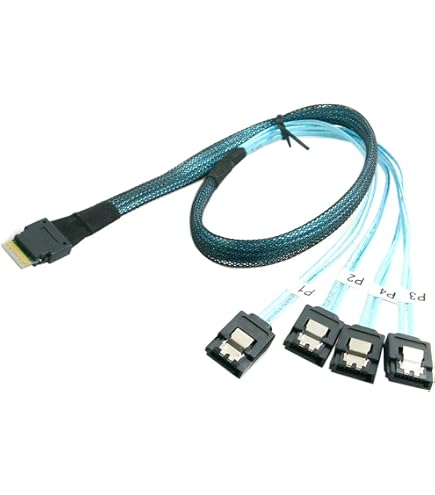 Amazon | Oculink L字型 SFF-8611 ホストからSATAターゲット4個
