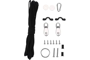 カヤックカヌーアンカートロリーキット、10mロープラウンドステンレスリングおよびプーリーパッドアイスナップフックウェルナットM5ネジワッシャー、カヤックカヌーボートアクセサリー