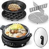 アイリスオーヤマ ホットプレート 電気鍋 グリル鍋 3枚タイプ 深鍋 焼肉プレート たこ焼きプレート 保温~約250℃ 保証付き 高火力1300W 2~4人用 IGU-B3-B ブラック