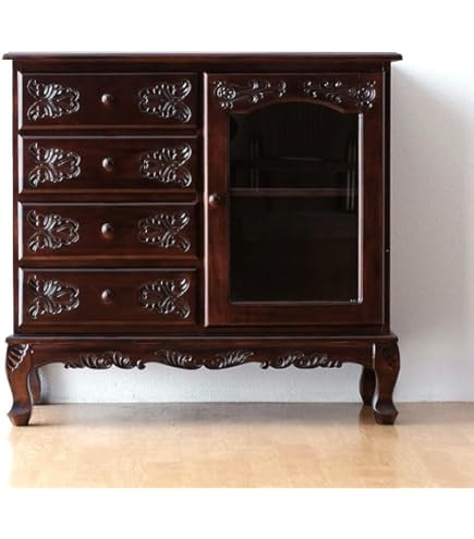 Amazon.co.jp: アンティーク昭和レトロ サイドボード ガラス戸 飾り棚