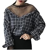 Heaven Days（ヘブンデイズ）長袖 シャツ ブラウス オーバーサイズ Vネック 抜き襟 チェック オフショルダー レディース 1704E0200