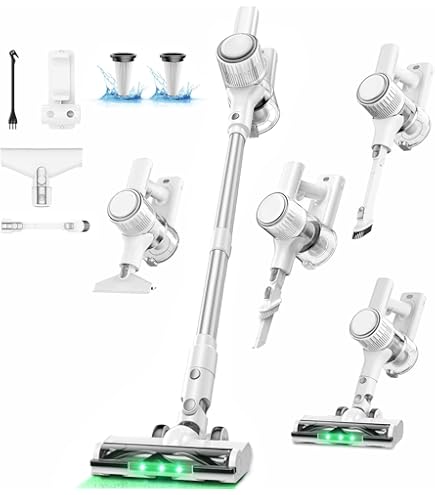 Hearten 掃除機 コードレス【グリーンLEDライト搭載】コードレス掃除 Amazon | Hearten 掃除機 コードレス【超軽量自走式設計