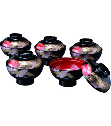 Amazon.co.jp: 越前塗 祖雅堂 蒔絵付 吸物椀 五客揃 漆器 共箱