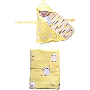 Revanna おくるみ 6重 ガーゼ ベビー タオル 寝袋 スリーパー オーガニック コットン 100% (ひよこ柄, 1枚)