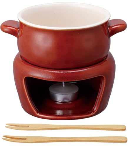 Amazon｜新光金属 フォンデュ鍋 茶 20cm チーズパン 陶板 T-200P