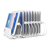 Unitek 2022年 QC3.0*2 USB充電ステーション 10ポート QC3.0卓上充電スタンド 96W PSE認証済 10台同時充電 1.5A/2.4A スマートIC搭載 複数台対応 Android/iPhone/iPad/kindle/タブレット/PSP 仕切り板 間隔調整可能 収納便利 卓上 ホワイト