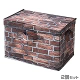 山善(YAMAZEN) 収納ボックス カラーボックス対応 YTCT-1PF(BB)*2 フタ付き2個 ブラウンブリック