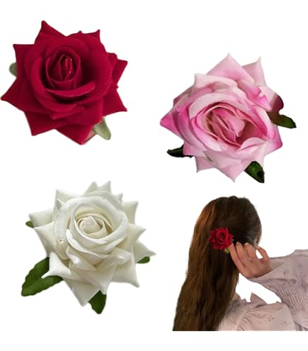 Amazon | 赤いバラのヘアクリップ 花嫁 ローズ フローラル ジュダ ピン