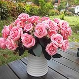 Lorny(TM) 人工花12芽6支店チャーミング楽しいローズのシルクフラワーウェディングホームパーティーの装飾C10
