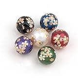 Kanyaki とんぼ玉 ビーズ グラスビーズ トンボ玉 12mm 花柄 和柄 桜柄 ハンドメイドパーツ DIY用 手芸材料 手作り素材 (6色 30個セット)