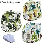 Ohbabyka3点セット おむつカバー+おむつライナー 布おむつ ベビー 布オムツ おむつ 新生児用 新生児用品 サイズ調節可 洗濯可能 漏れしにくい パンツ フリーサイズ 通気性良い 保育園 入園
