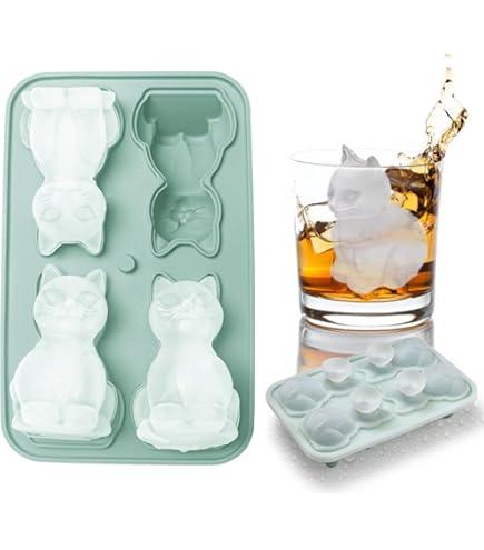 Amazon | RZFZ 猫アイスキューブ型 製氷皿 製氷器 可愛い 3D 猫型