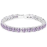 Sterling Silver Genuine, Created or Simulated Gemstone 6mm Round-cut Classic Tennis Bracelet