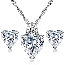 Amazon | ファッションジュエリーセットジルコンハート型