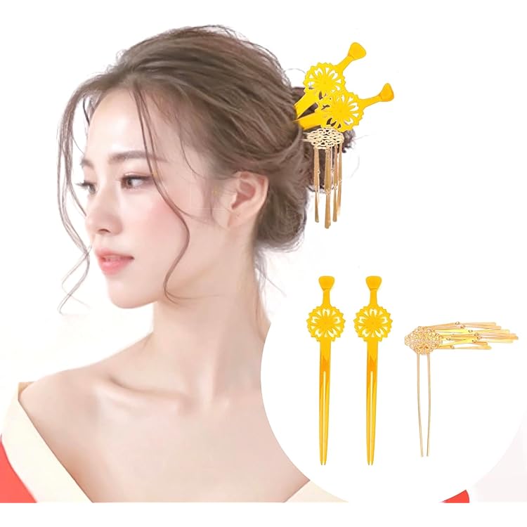 Amazon.co.jp: 花魁 ウィッグ 髷 ライトブラウン ヘアピース 髪飾り