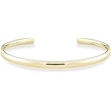 Miabella 925 Sterling Silver Italian Adjustable 4mm Open Cuff Polished Bangle Bracelet for Women, 18k Yellow or White Gold Pl