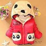 ＤＤＬキッズ　コート　厚手　男の子　女の子　共用　パンダ柄　80-105ＣＭ子用柔らかいスエード調　ビロードコットンコート (120, 赤)