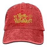 大人 デニム キャップハッピーハロウィン パンプキン かぼちゃ 今季最新 ダンスの帽子 キャップ 通気性良好 紫外線対策 日よけ 小顔効果 プリント付き 無地 レッド