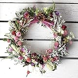 春色リース ミディアム（ドライフラワー）／お花の壁飾り フラワーギフト ピンク系