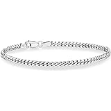 Miabella Italian 925 Sterling Silver Thick 3.5mm, 5mm, 7mm Curb Cuban Link Chain Bracelet, Solid Heavy Sterling Silver Bracel