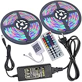 Ruanyi AC 100-240V 10M（2x5M）3528 RGB 3450-3550 LEDストリップライト防水44キーIRリモートコントローラ+ 10A電源アダプタ ( Size : EU 
