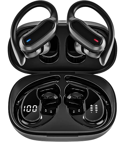 Cuffie Bluetooth 5.3 Sport Con LED Display, 50 Ore, ENC 4 Mic, IP7 Impermeabile, USB-C – Blu