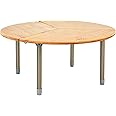 ATEPA キャンプ テーブル 丸 アウトドア テーブル コンパクト ローテーブル 折りたたみ サークルテーブル 直径65cm 30cm-40cm高さ調整 竹製 組み立て簡単 収納袋付き
