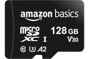 Amazonベーシック microSDXC メモリーカード 128GB フルサイズアダプター付き A2 U3 読み込み速度最大100MB/秒 ブラック