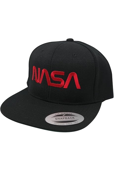 Amazon | Flexfit NASA ワーム レッド 文字 刺繍 スナップバック