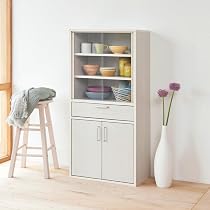 食器棚 カップボード キッチン収納 キャビネット 一人暮 木目調 WHITE Amazon｜白井産業 食器棚 カップボード キッチン収納 ガラス