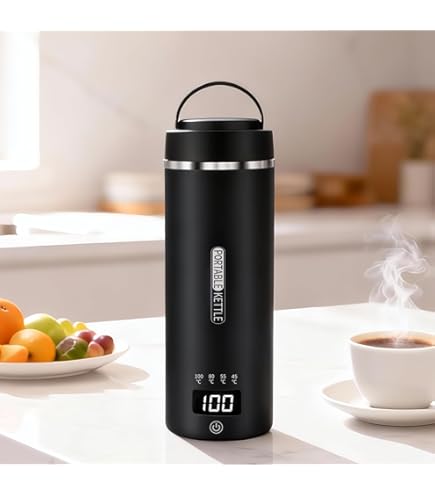 Amazon | トラベル電気ケトル、ワイヤレスポータブル充電式沸騰水