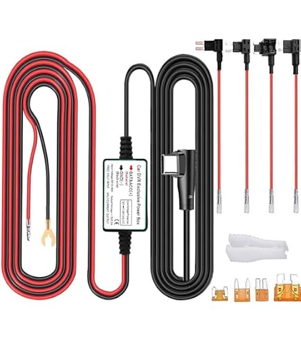 Dash Cam Hardwire Kit, GKU Mini USB Hard Wire Car Camera Charger Cable Kit 12V- 24V To 5V Car Dash Camera Charger Power Cord With Battery Drain...