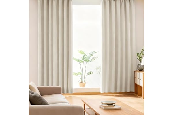 【睡眠専門医監修】AIFY カーテン 2枚セット 1級 遮光 幅100cm×丈178cm 小窓 ドレープカーテン UVカット 形態記憶加工済み 断熱 節電対策 昼夜目隠し 保温 おしゃれ 洗える 洗濯機対応 (カーテン2枚) ベージュ